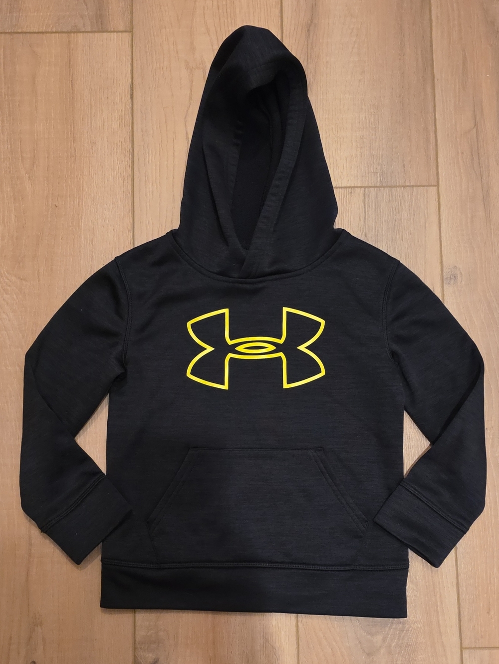 Under Armour Kids Black Hoodie with Yellow Logo Outline Size 5